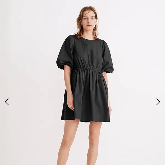 Madewell Dresses & Skirts - Madewell Women’s Black Poplin Crewneck Bubble Sleeve Mini Dress New Size 10